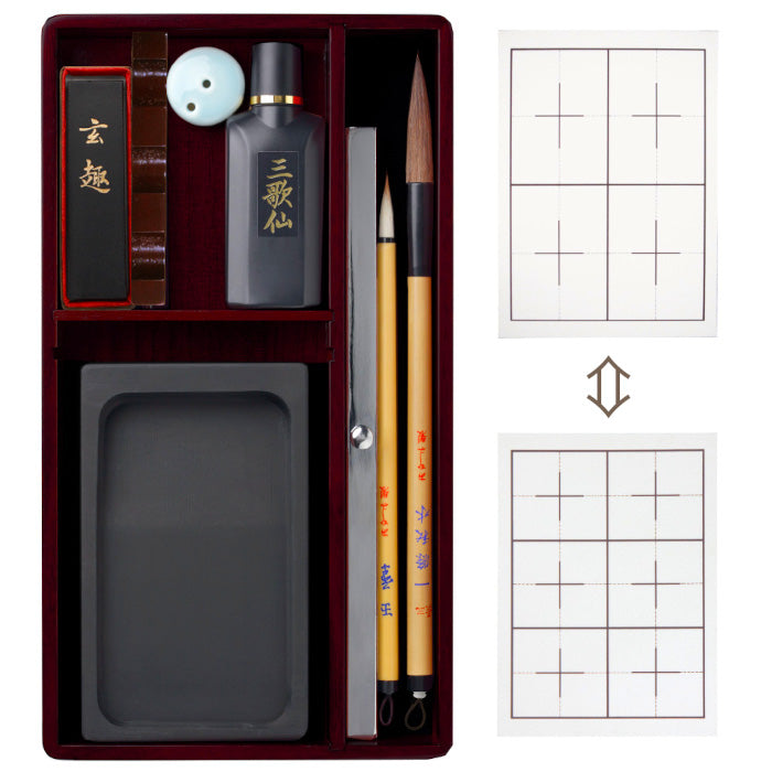 Akashiya Adult Writing Instrument Calligraphy Set Echizen Paint Rose Gift Box Specification Oversized AR-07SR