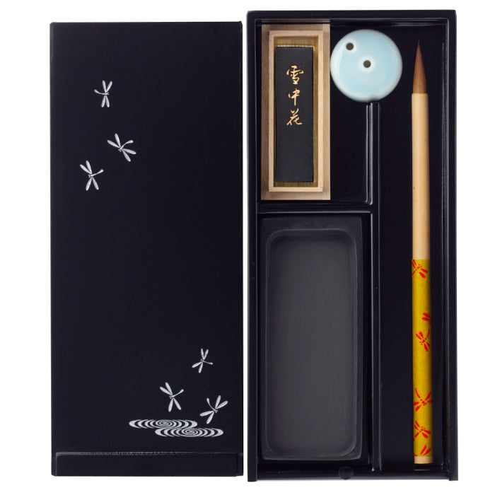 Akashiya Adult Writing Instrument Calligraphy Set Echizen Paint Black Dragonfly Small AR-04ST (Tonbo)