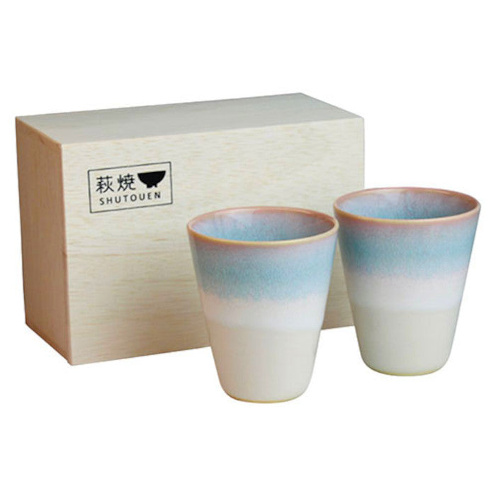Japanese Ceramic Drink 2 Cups Hagi Yaki- Omotenashi Square