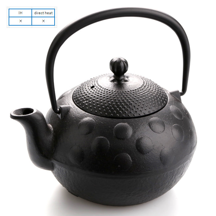 Japanese Cast Iron Teapot Kettle Teapot Polka Dots 0.4L -Omotenashi Square