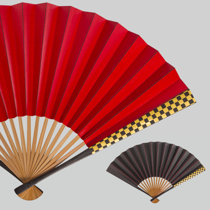 Japanese folding fan red and black - Omotenashi Square