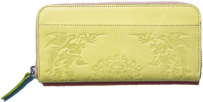 Long leather wallet with SHO-SO-IN pattern ASAGASUMI 2668 Omotenashi Square, LLC lightgreen 
