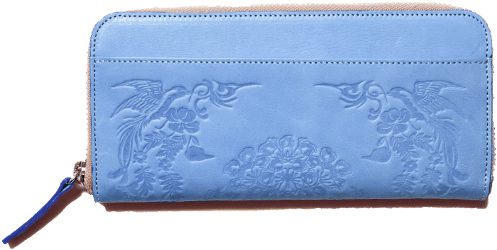 Long leather wallet with SHO-SO-IN pattern ASAGASUMI 2668 Omotenashi Square, LLC skyblue 