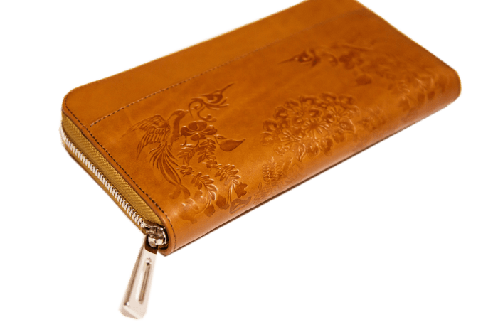 Long leather wallet with SHO-SO-IN pattern AWONIYOSHI <HIGH-END> 2668 Omotenashi Square, LLC darkorange 