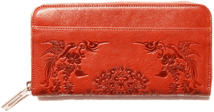 Long leather wallet with SHO-SO-IN pattern CHIHAYAFURU 2668 Omotenashi Square, LLC orangered 