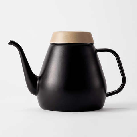 Enameled Cast Iron Kettle Black -Omotenashi Square